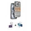 MARSİLYAN™- iPhone 16 Pro Max Kılıf Atlas Minimal Özel Seri - Siyah 3D Antistatik Seramik Nano Ekran Koruyucu + Siyah Bilvis Titan Kamera Lens
