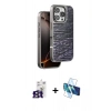 MARSİLYAN™- iPhone 16 Pro Max Kılıf Atlas Minimal Özel Seri - Siyah 3D Antistatik Seramik Nano Ekran Koruyucu + Bilvis Titan Kamera Lens - TMGI