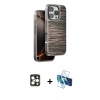 MARSİLYAN™- iPhone 16 Pro Max Kılıf Atlas Minimal Özel Seri - Siyah 3D Antistatik Seramik Nano Ekran Koruyucu + PVD Metal Kamera Lens - GD