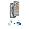 MARSİLYAN™- iPhone 16 Pro Max Kılıf Atlas Minimal Özel Seri - Siyah 3D Antistatik Seramik Nano Ekran Koruyucu + Beyaz Raze Metal Kamera Lens