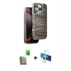 MARSİLYAN™- iPhone 16 Pro Max Kılıf Atlas Minimal Özel Seri - Siyah 3D Antistatik Seramik Nano Ekran Koruyucu + Raze Metal Kamera Lens - CLTM
