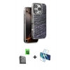 MARSİLYAN™- iPhone 16 Pro Max Kılıf Atlas Minimal Özel Seri - Siyah 3D Antistatik Seramik Nano Ekran Koruyucu + Raze Metal Kamera Lens - SH