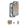 MARSİLYAN™- iPhone 16 Pro Max Kılıf Atlas Minimal Özel Seri - Siyah Bilvis 3D Cam Ekran Koruyucu + Çöl Titanyum Pers Alüminyum Kamera Lens