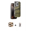 MARSİLYAN™- iPhone 16 Pro Max Kılıf Atlas Minimal Özel Seri - Siyah Bilvis 3D Cam Ekran Koruyucu + Çöl Titanyum Pers Alüminyum Kamera Lens