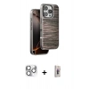 MARSİLYAN™- iPhone 16 Pro Max Kılıf Atlas Minimal Özel Seri - Siyah Bilvis 3D Cam Ekran Koruyucu + Pers Alüminyum Kamera Lens - GS