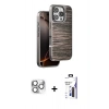 MARSİLYAN™- iPhone 16 Pro Max Kılıf Atlas Minimal Özel Seri - Siyah Bilvis 3X AR Hayalet Cam Ekran Koruyucu + Pers Alüminyum Kamera Lens - GS