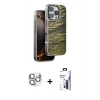 MARSİLYAN™- iPhone 16 Pro Max Kılıf Atlas Minimal Özel Seri - Siyah Bilvis 3X AR Hayalet Cam Ekran Koruyucu + Pers Alüminyum Kamera Lens - GS