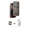 MARSİLYAN™- iPhone 16 Pro Max Kılıf Atlas Minimal Özel Seri - Siyah Bilvis 3X AR HD Cam Ekran Koruyucu + PVD Metal Kamera Lens - GD