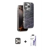 MARSİLYAN™- iPhone 16 Pro Max Kılıf Atlas Minimal Özel Seri - Siyah Bilvis 3X AR HD Cam Ekran Koruyucu + PVD Metal Kamera Lens - GD