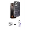 MARSİLYAN™- iPhone 16 Pro Max Kılıf Atlas Minimal Özel Seri - Siyah Bilvis 3X AR HD Cam Ekran Koruyucu + Pers Alüminyum Kamera Lens - GS