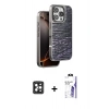 MARSİLYAN™- iPhone 16 Pro Max Kılıf Atlas Minimal Özel Seri - Siyah Bilvis 3X AR HD Cam Ekran Koruyucu + PVD Metal Kamera Lens - SH