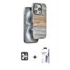 MARSİLYAN™- iPhone 16 Pro Max Kılıf Atlas Minimal Özel Seri - Siyah Bilvis 3X AR HD Cam Ekran Koruyucu + PVD Metal Kamera Lens - GS