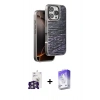 MARSİLYAN™- iPhone 16 Pro Max Kılıf Atlas Minimal Özel Seri - Siyah Bilvis 5in1 3D Magic Cam Ekran Koruyucu + Gümüş Bilvis Titan Kamera Lens