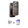 MARSİLYAN™- iPhone 16 Pro Max Kılıf Atlas Minimal Özel Seri - Siyah Bilvis 5in1 3D Magic Cam Ekran Koruyucu + Pers Alüminyum Kamera Lens - GS