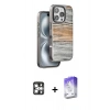 MARSİLYAN™- iPhone 16 Pro Max Kılıf Atlas Minimal Özel Seri - Siyah Bilvis 5in1 3D Magic Cam Ekran Koruyucu + PVD Metal Kamera Lens - GS