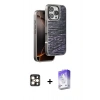 MARSİLYAN™- iPhone 16 Pro Max Kılıf Atlas Minimal Özel Seri - Siyah Bilvis 5in1 3D Magic Cam Ekran Koruyucu + PVD Metal Kamera Lens - GD