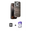 MARSİLYAN™- iPhone 16 Pro Max Kılıf Atlas Minimal Özel Seri - Siyah Bilvis 5in1 3D Magic Cam Ekran Koruyucu + PVD Metal Kamera Lens - SH