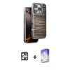 MARSİLYAN™- iPhone 16 Pro Max Kılıf Atlas Minimal Özel Seri - Siyah Bilvis 5in1 3D Magic Cam Ekran Koruyucu + PVD Metal Kamera Lens - GS