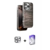 MARSİLYAN™- iPhone 16 Pro Max Kılıf Atlas Minimal Özel Seri - Siyah Bilvis 5in1 3D Magic Cam Ekran Koruyucu + Pers Alüminyum Kamera Lens - GI
