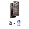 MARSİLYAN™- iPhone 16 Pro Max Kılıf Atlas Minimal Özel Seri - Siyah Bilvis 5in1 3D Magic Cam Ekran Koruyucu + PVD Metal Kamera Lens - GD