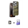 MARSİLYAN™- iPhone 16 Pro Max Kılıf Atlas Minimal Özel Seri - Siyah Bilvis 5in1 5D Magic Hayalet Cam Ekran Koruyucu + Gold PVD Metal Kamera Lens