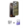 MARSİLYAN™- iPhone 16 Pro Max Kılıf Atlas Minimal Özel Seri - Siyah Bilvis 5in1 5D Magic Hayalet Cam Ekran Koruyucu + Pers Alüminyum Kamera Lens - GS