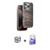 MARSİLYAN™- iPhone 16 Pro Max Kılıf Atlas Minimal Özel Seri - Siyah Bilvis 5in1 5D Magic Hayalet Cam Ekran Koruyucu + Pers Alüminyum Kamera Lens - GI