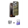 MARSİLYAN™- iPhone 16 Pro Max Kılıf Atlas Minimal Özel Seri - Siyah Bilvis 5in1 5D Magic Hayalet Cam Ekran Koruyucu + Pers Alüminyum Kamera Lens - GI