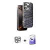 MARSİLYAN™- iPhone 16 Pro Max Kılıf Atlas Minimal Özel Seri - Siyah Bilvis 5in1 5D Magic Hayalet Cam Ekran Koruyucu + Pers Alüminyum Kamera Lens - GI