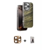 MARSİLYAN™- iPhone 16 Pro Max Kılıf Atlas Minimal Özel Seri - Siyah Bilvis Hayalet Cam Ekran Koruyucu + Çöl Titanyum Pers Alüminyum Kamera Lens