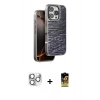 MARSİLYAN™- iPhone 16 Pro Max Kılıf Atlas Minimal Özel Seri - Siyah Buffer Cam Ekran Koruyucu + Pers Alüminyum Kamera Lens - GS