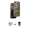 MARSİLYAN™- iPhone 16 Pro Max Kılıf Atlas Minimal Özel Seri - Siyah Buffer Cam Ekran Koruyucu + Pers Alüminyum Kamera Lens - GS