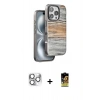 MARSİLYAN™- iPhone 16 Pro Max Kılıf Atlas Minimal Özel Seri - Siyah Buffer Cam Ekran Koruyucu + Pers Alüminyum Kamera Lens - GS