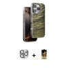 MARSİLYAN™- iPhone 16 Pro Max Kılıf Atlas Minimal Özel Seri - Siyah Buffer Cam Ekran Koruyucu + Pers Alüminyum Kamera Lens - GI