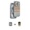 MARSİLYAN™- iPhone 16 Pro Max Kılıf Atlas Minimal Özel Seri - Siyah Buffer Cam Ekran Koruyucu + PVD Metal Kamera Lens - GS