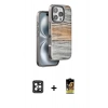 MARSİLYAN™- iPhone 16 Pro Max Kılıf Atlas Minimal Özel Seri - Siyah Buffer Cam Ekran Koruyucu + PVD Metal Kamera Lens - SH