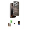 MARSİLYAN™- iPhone 16 Pro Max Kılıf Atlas Minimal Özel Seri - Siyah Buffer Hayalet Cam Ekran Koruyucu + Çöl Titanyum Raze Metal Kamera Lens