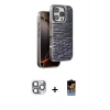 MARSİLYAN™- iPhone 16 Pro Max Kılıf Atlas Minimal Özel Seri - Siyah Buffer Hayalet Cam Ekran Koruyucu + Pers Alüminyum Kamera Lens - GI