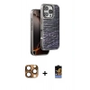 MARSİLYAN™- iPhone 16 Pro Max Kılıf Atlas Minimal Özel Seri - Siyah Buffer Hayalet Cam Ekran Koruyucu + Pers Alüminyum Kamera Lens - CLTM