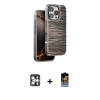 MARSİLYAN™- iPhone 16 Pro Max Kılıf Atlas Minimal Özel Seri - Siyah Buffer Hayalet Cam Ekran Koruyucu + PVD Metal Kamera Lens - GS