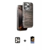MARSİLYAN™- iPhone 16 Pro Max Kılıf Atlas Minimal Özel Seri - Siyah Buffer Hayalet Cam Ekran Koruyucu + PVD Metal Kamera Lens - GD