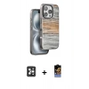 MARSİLYAN™- iPhone 16 Pro Max Kılıf Atlas Minimal Özel Seri - Siyah Buffer Hayalet Cam Ekran Koruyucu + PVD Metal Kamera Lens - SH