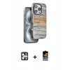 MARSİLYAN™- iPhone 16 Pro Max Kılıf Atlas Minimal Özel Seri - Siyah Buffer Hayalet Cam Ekran Koruyucu + PVD Metal Kamera Lens - GS