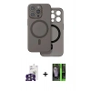 MARSİLYAN™- iPhone 16 Pro Max Kılıf Çekirdek Klasik - Şeffaf 360 Full Body Arka Koruyucu + Bilvis Titan Kamera Lens - GS