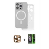 MARSİLYAN™- iPhone 16 Pro Max Kılıf Çekirdek Klasik - Şeffaf 360 Full Body Arka Koruyucu + Çöl Titanyum Pers Alüminyum Kamera Lens