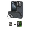 MARSİLYAN™- iPhone 16 Pro Max Kılıf Çekirdek Klasik - Şeffaf 360 Full Body Arka Koruyucu + PVD Metal Kamera Lens - GD