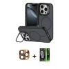 MARSİLYAN™- iPhone 16 Pro Max Kılıf Çekirdek Klasik - Şeffaf 360 Full Body Arka Koruyucu + Pers Alüminyum Kamera Lens - CLTM