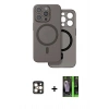 MARSİLYAN™- iPhone 16 Pro Max Kılıf Çekirdek Klasik - Şeffaf 360 Full Body Arka Koruyucu + PVD Metal Kamera Lens - GD