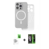 MARSİLYAN™- iPhone 16 Pro Max Kılıf Çekirdek Klasik - Şeffaf 360 Full Body Arka Koruyucu + Raze Metal Kamera Lens - BZ