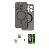 MARSİLYAN™- iPhone 16 Pro Max Kılıf Çekirdek Klasik - Şeffaf 360 Full Body Arka Koruyucu + Raze Metal Kamera Lens - BZ